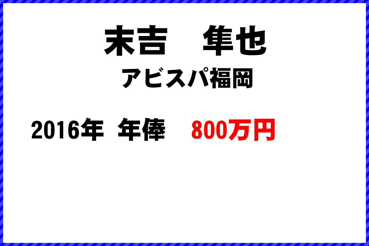 末吉　隼也選手の年俸