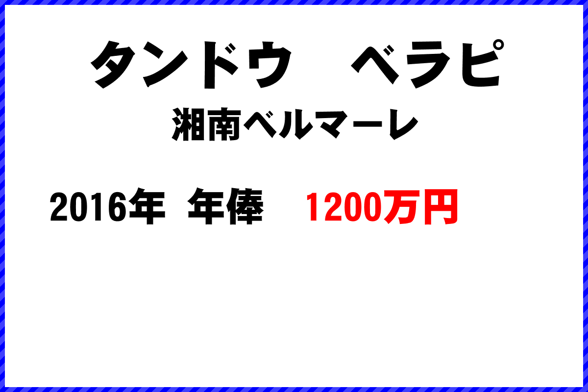 タンドウ　ベラピ選手の年俸