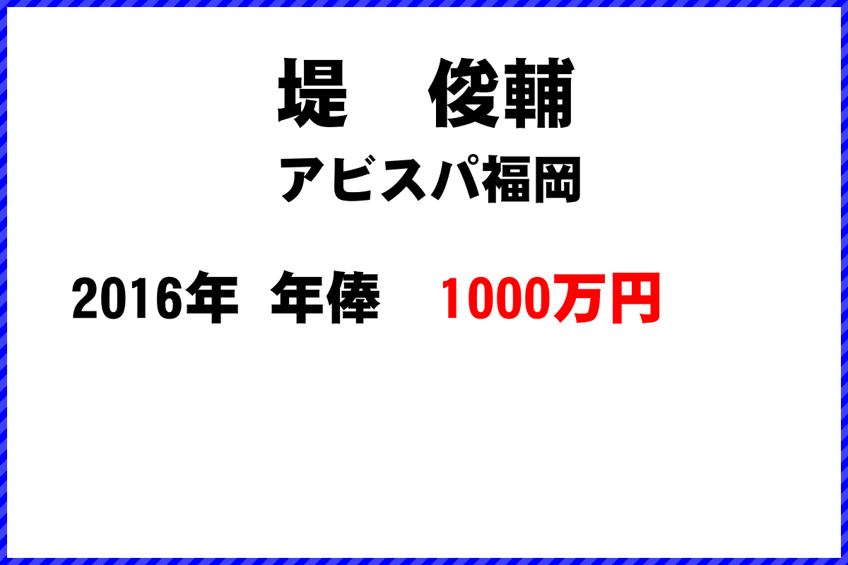 堤　俊輔選手の年俸