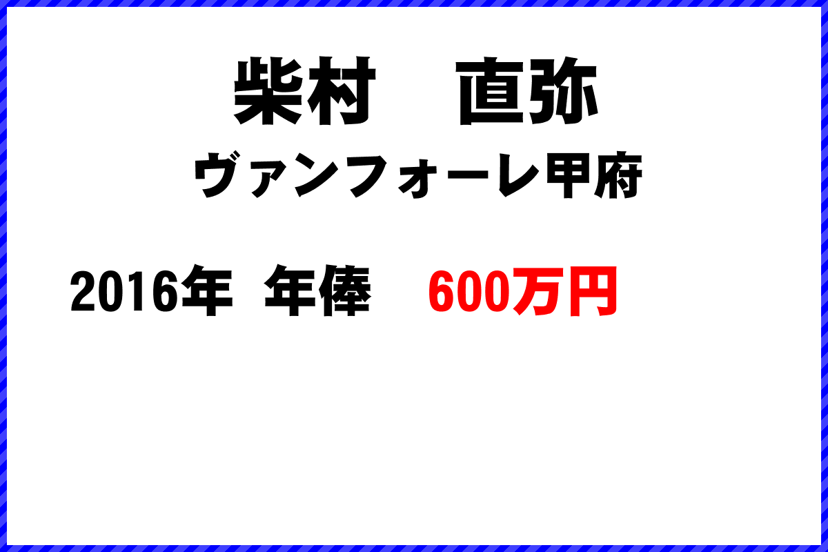 柴村　直弥選手の年俸