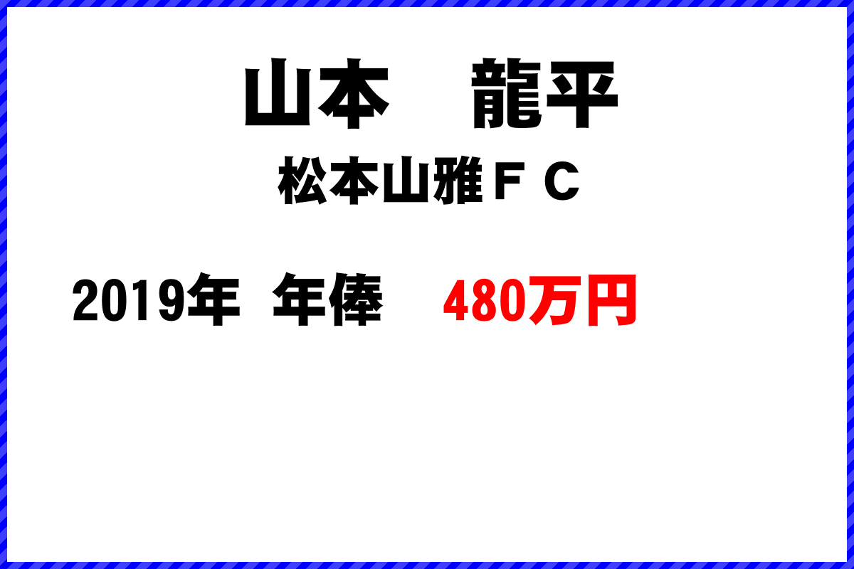 山本　龍平選手の年俸