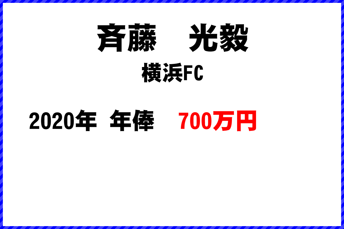 斉藤光毅選手の年俸