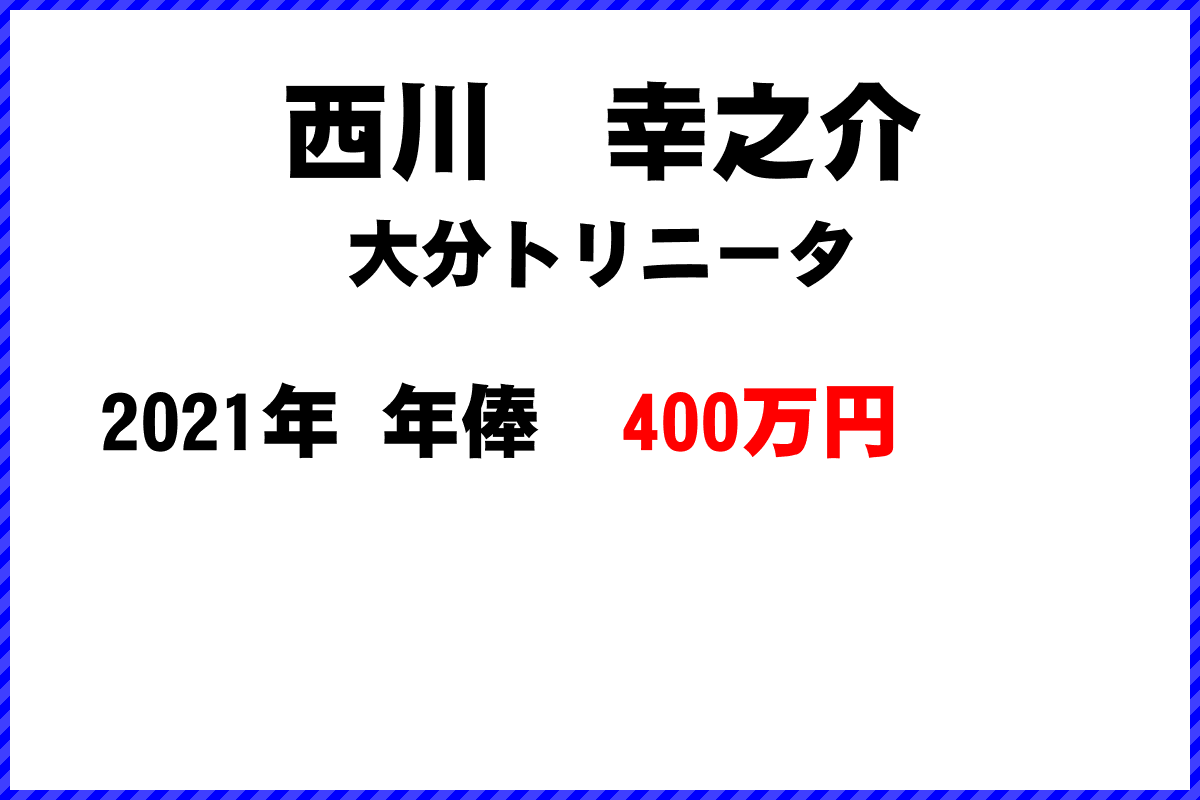 西川幸之介選手の年俸
