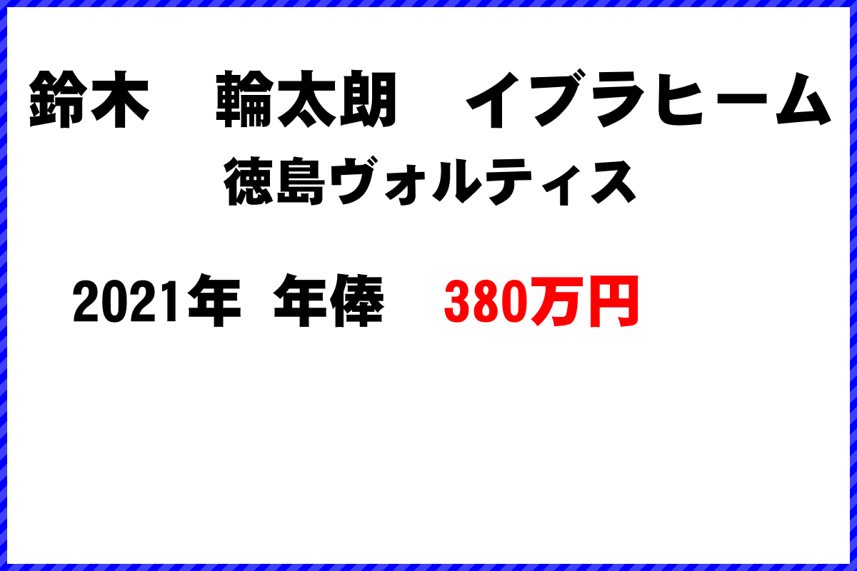 鈴木　輪太朗　イブラヒーム選手の年俸