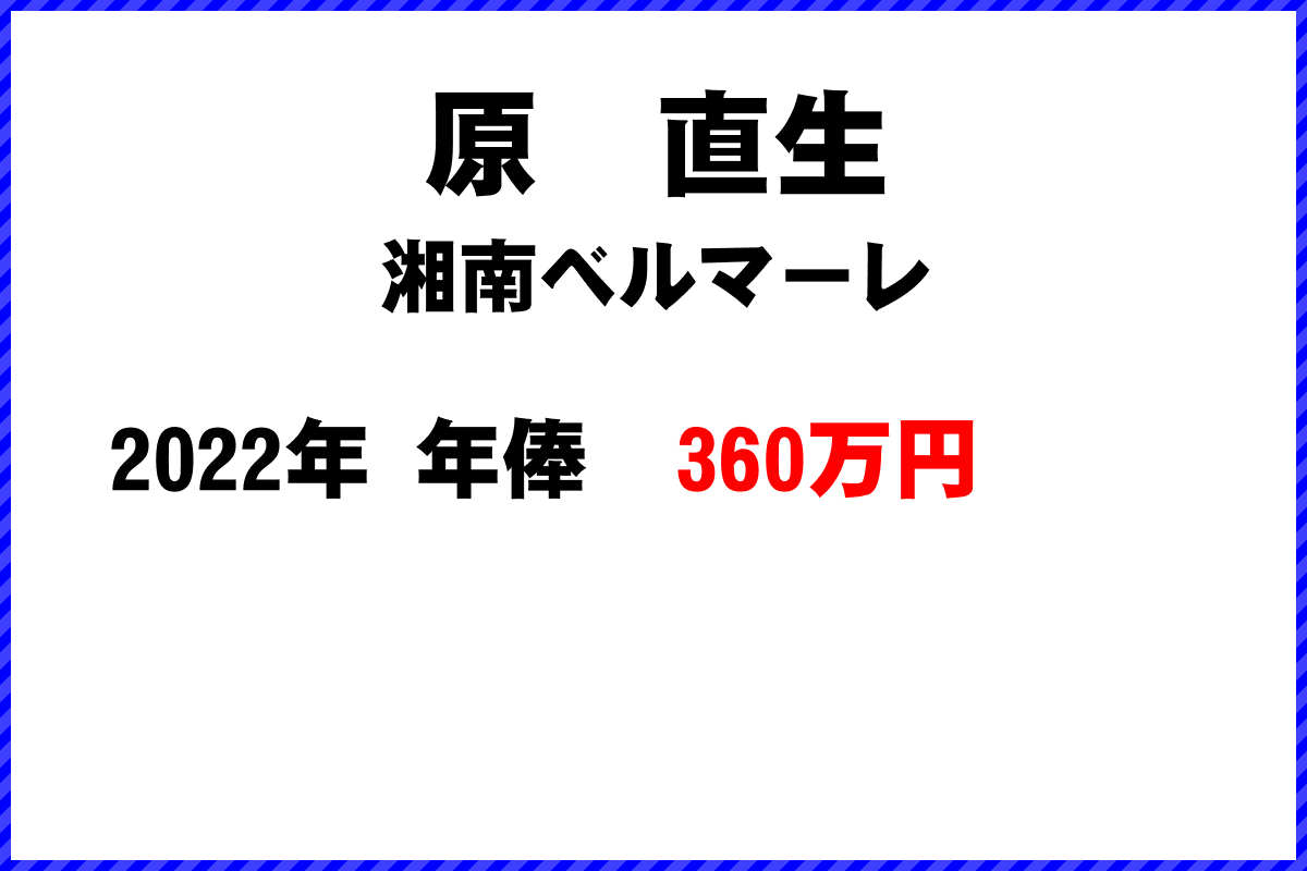 原　直生選手の年俸