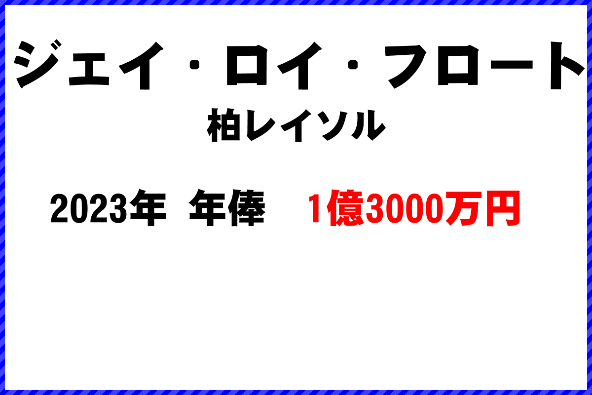 ジェイ・ロイ・フロート(柏レイソル)の年俸【1億3000万円】