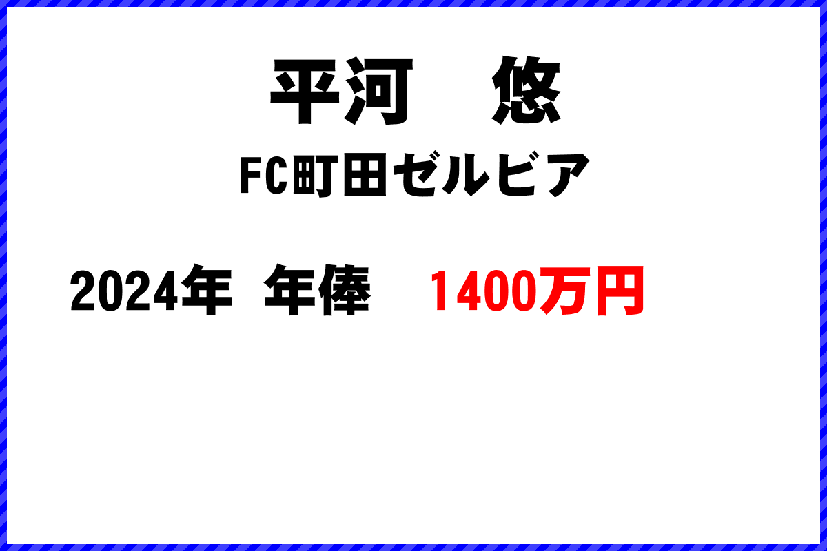 平河　悠選手の年俸