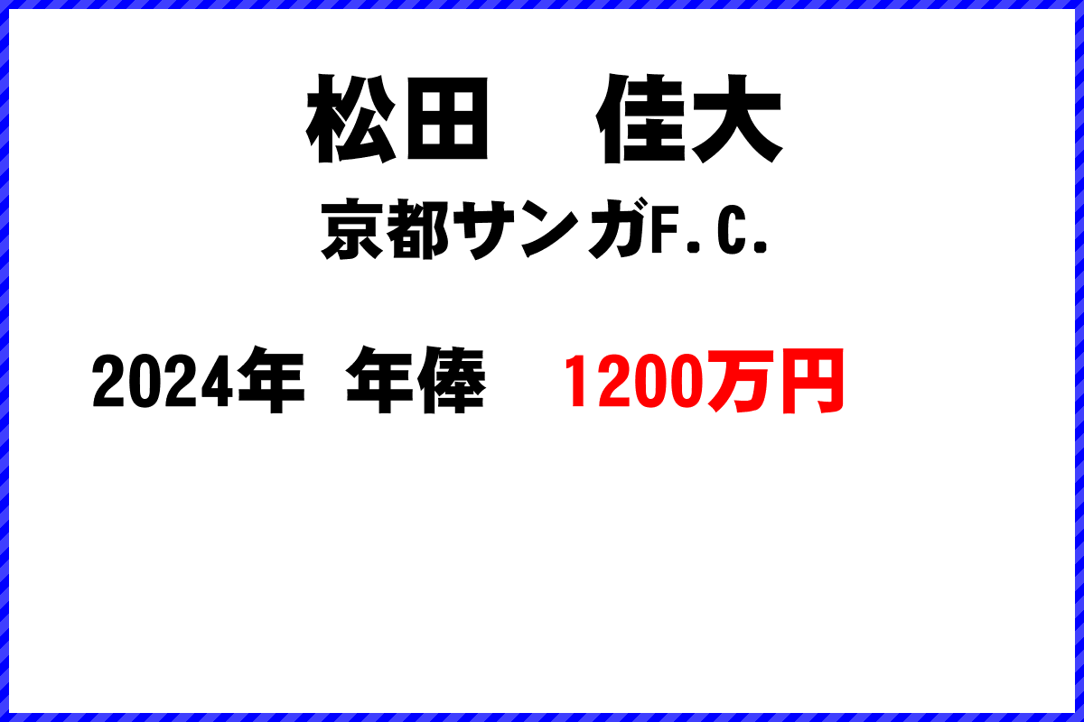 松田　佳大選手の年俸