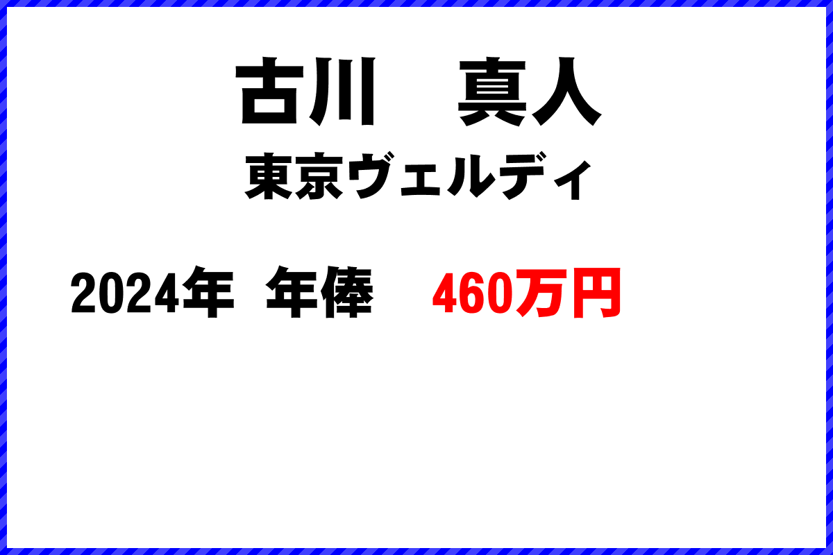 古川　真人選手の年俸