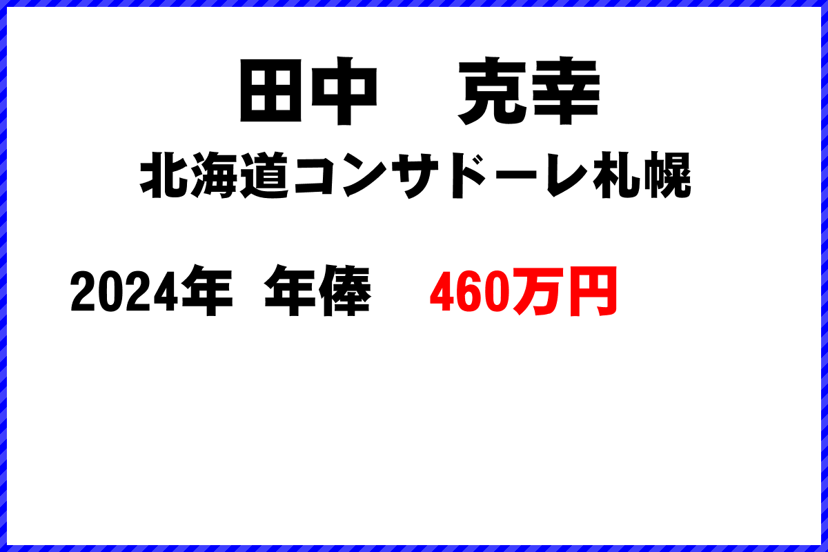 田中　克幸選手の年俸