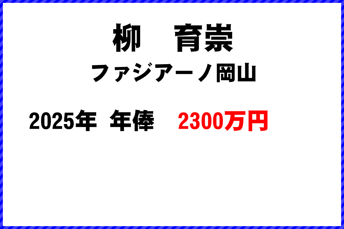 柳育崇選手の年俸
