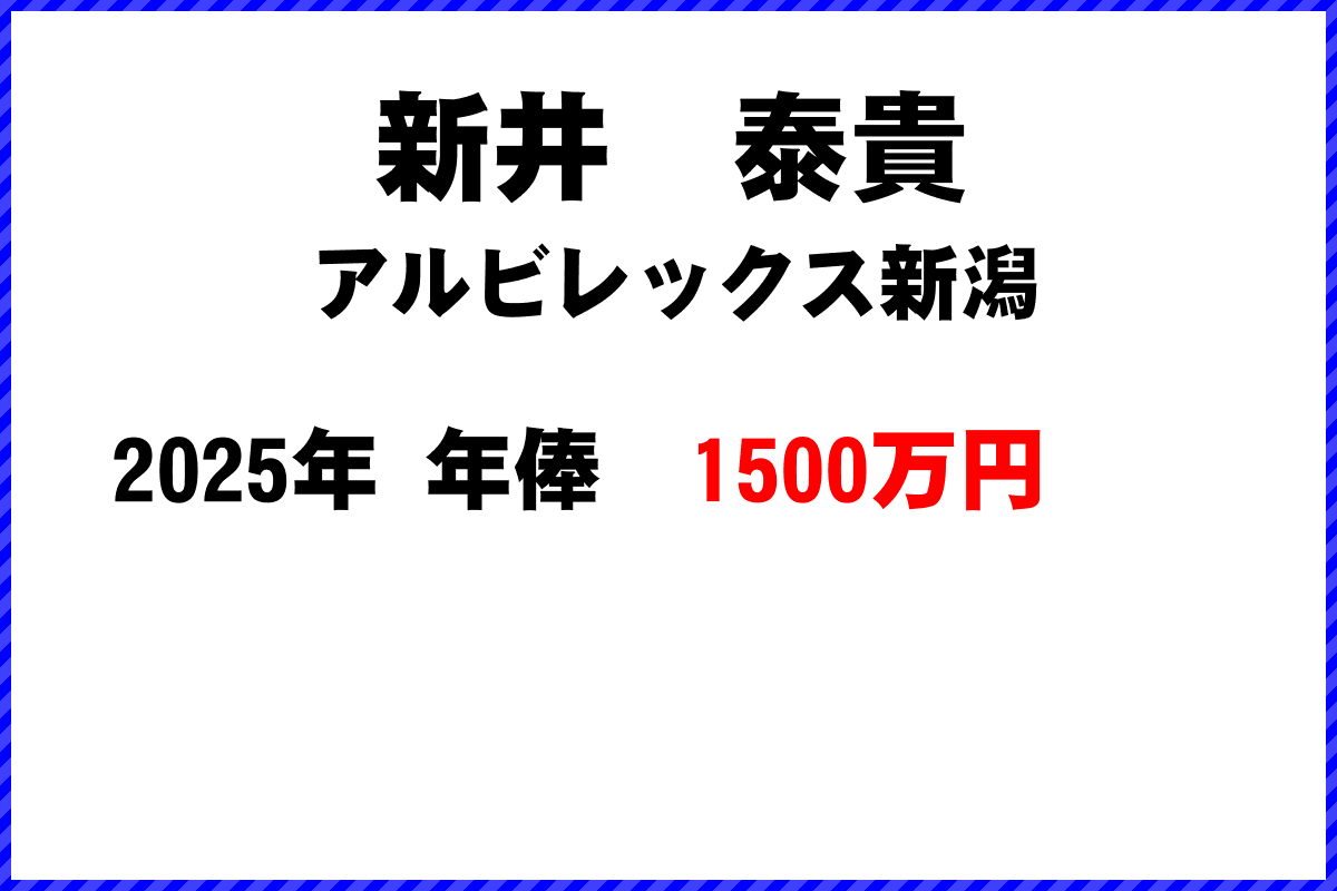 新井泰貴選手の年俸