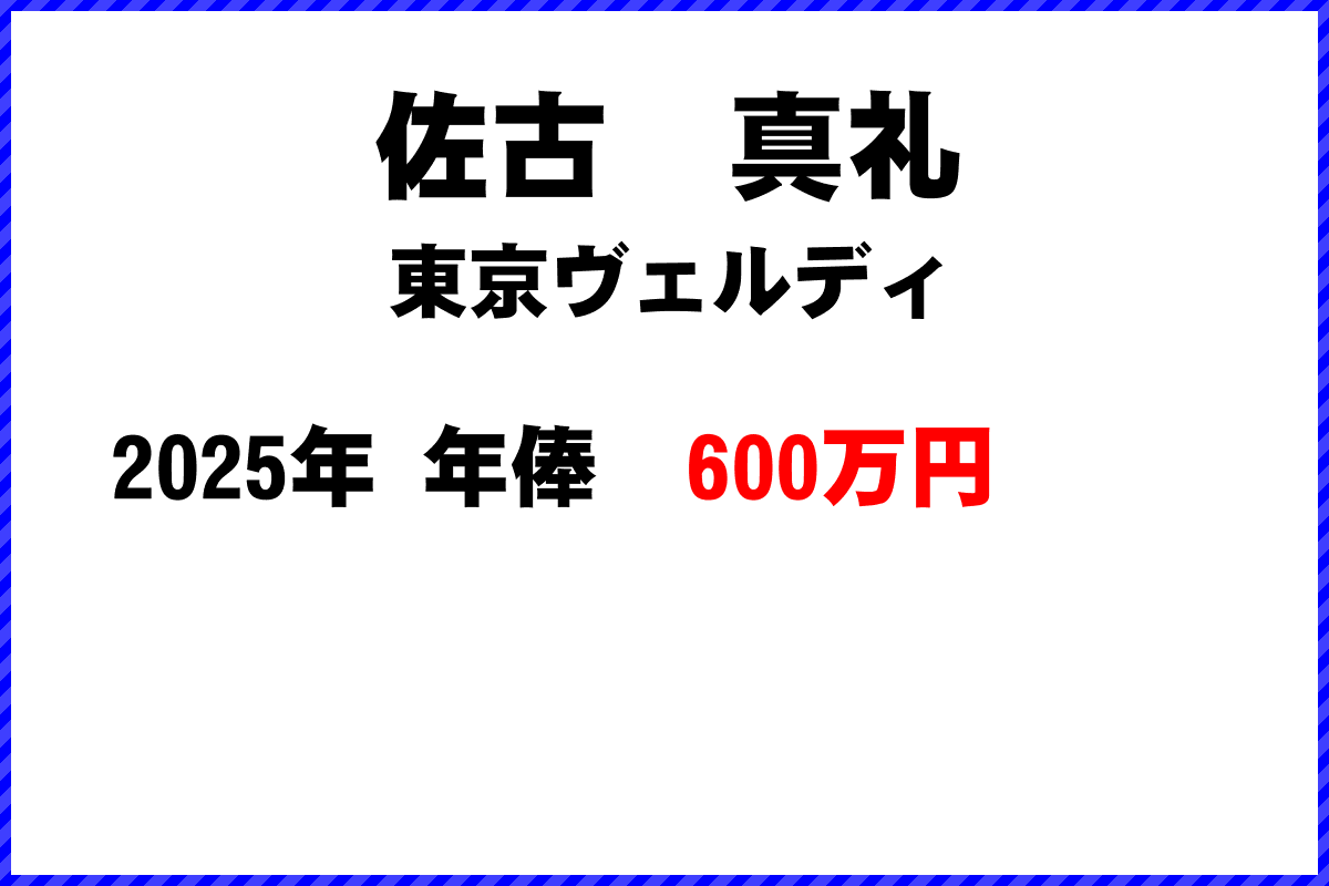 佐古真礼選手の年俸