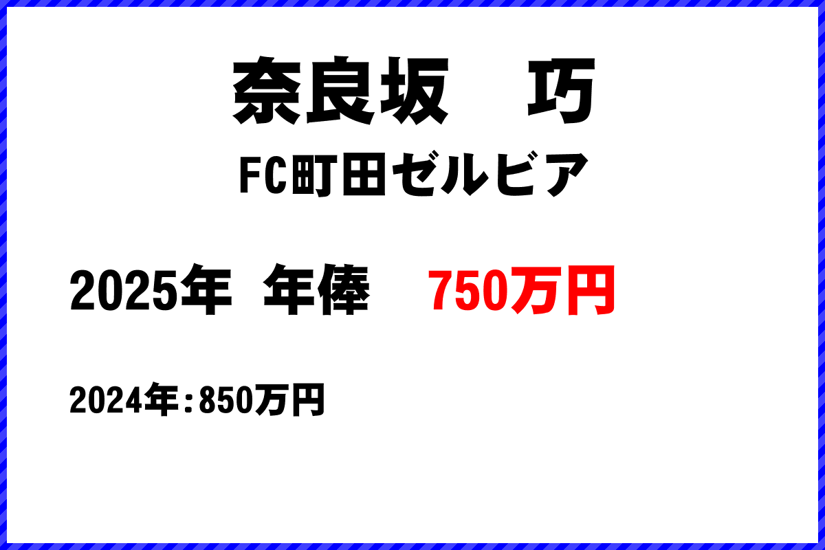 奈良坂巧選手の年俸