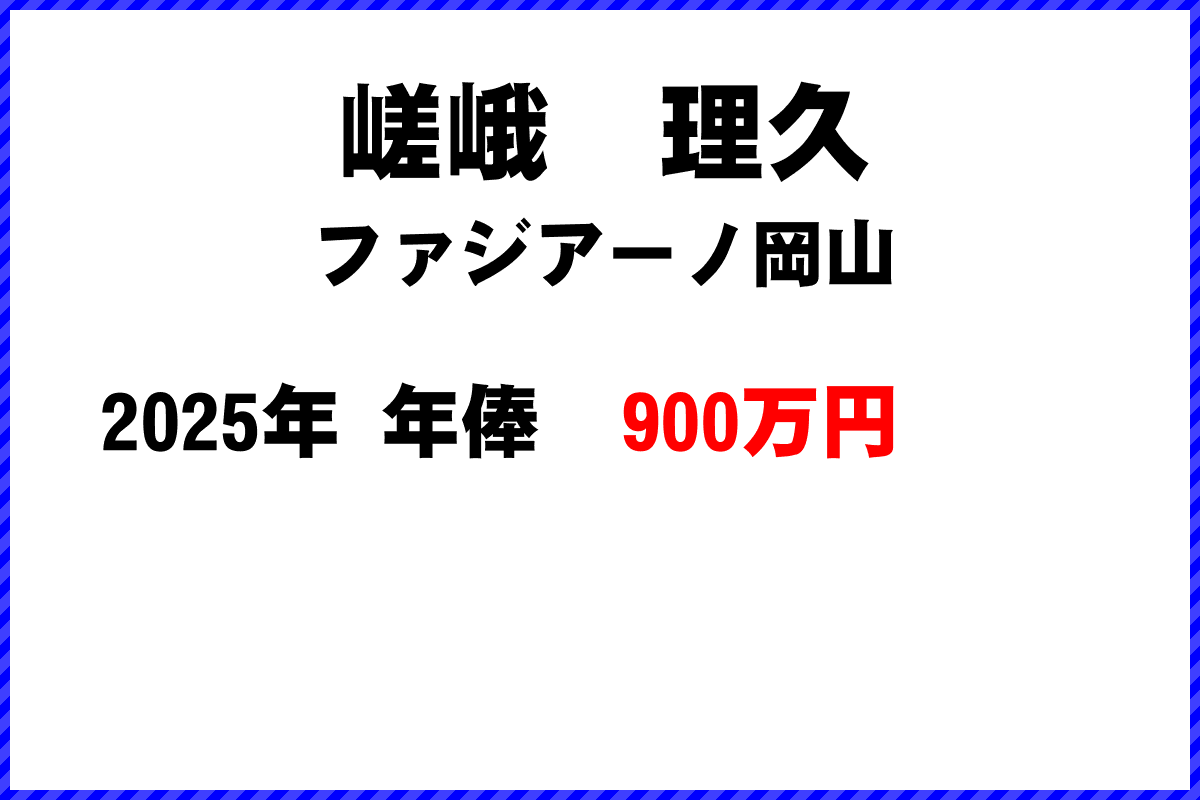 嵯峨理久選手の年俸