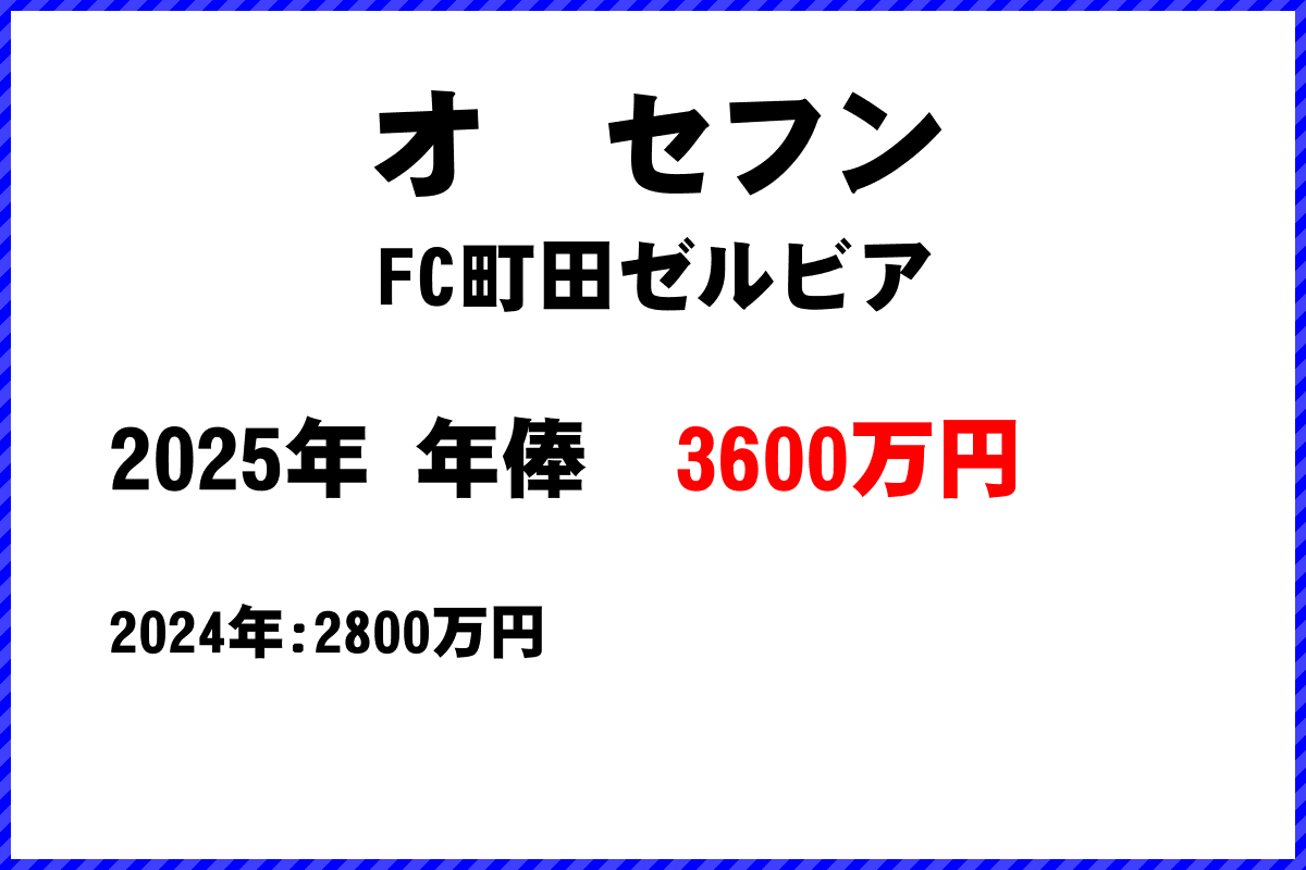 オセフン選手の年俸