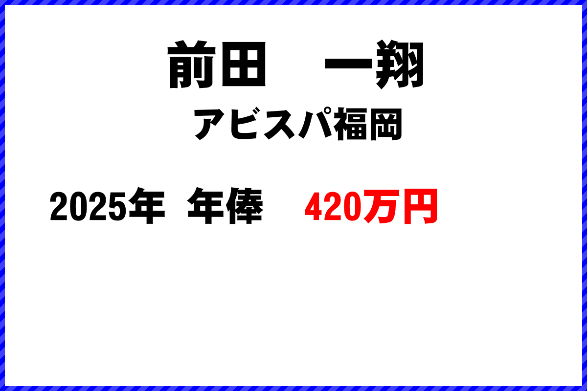前田一翔選手の年俸