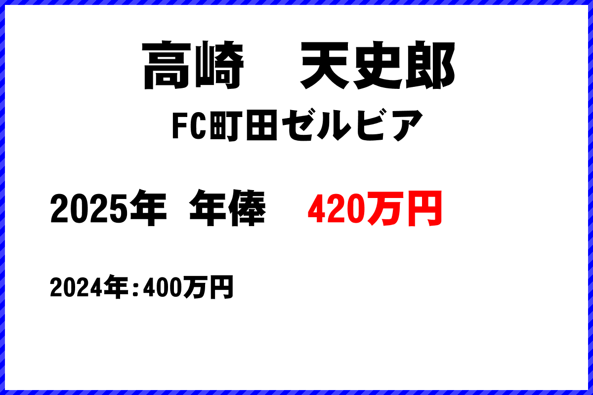 高崎天史郎選手の年俸