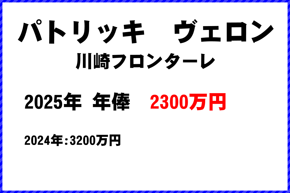 パトリッキヴェロン選手の年俸