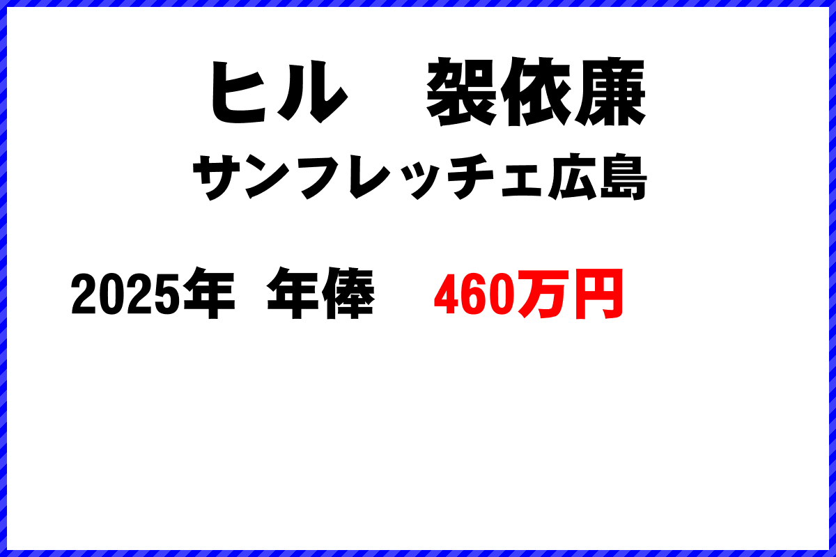 ヒル袈依廉選手の年俸