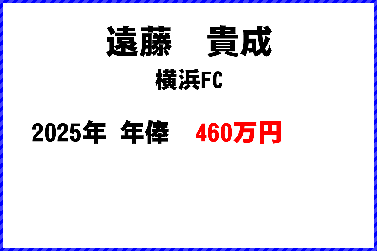 遠藤貴成選手の年俸