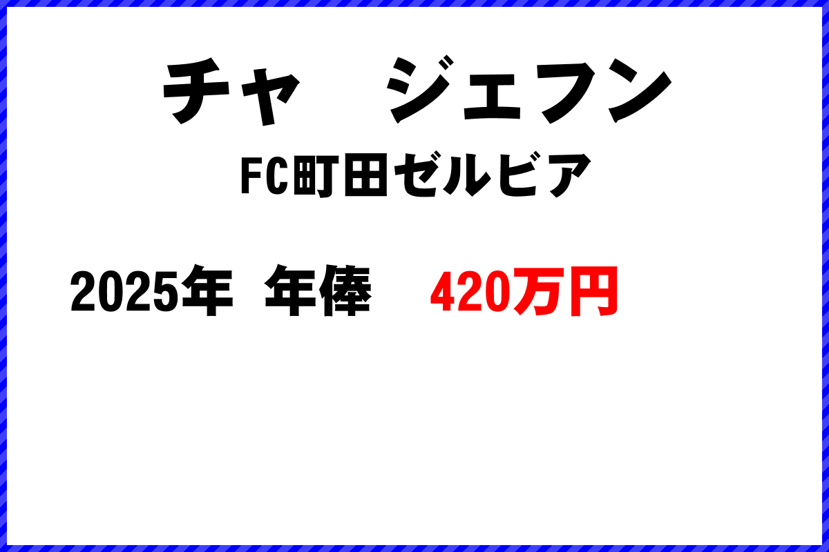 チャジェフン選手の年俸