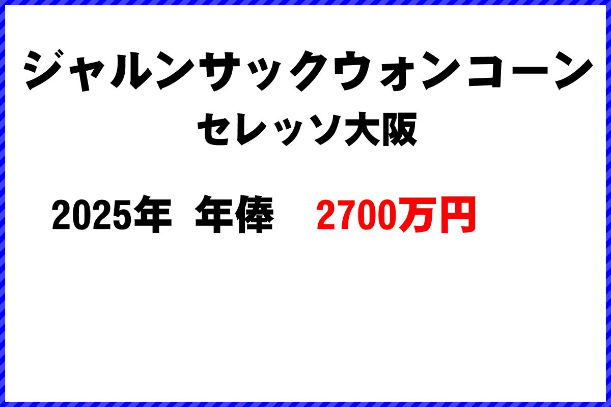 ジャルンサックウォンコーン選手の年俸