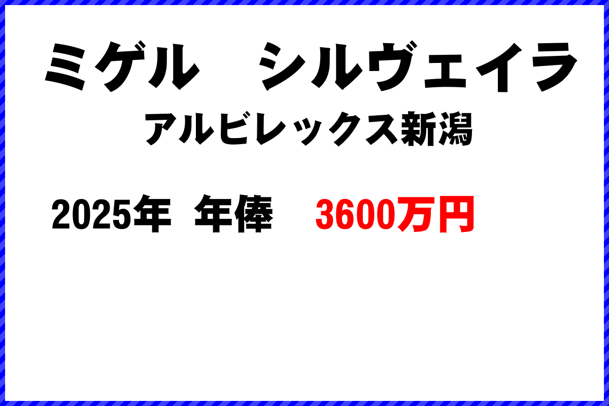 ミゲルシルヴェイラ選手の年俸