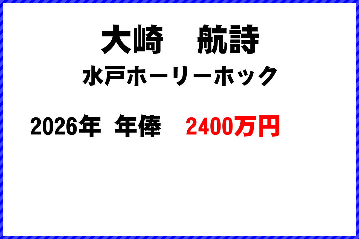 大崎航詩選手の年俸