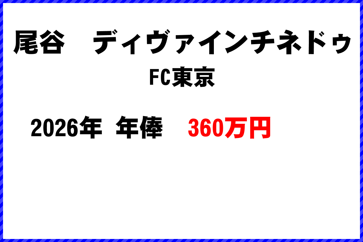 尾谷ディヴァインチネドゥ選手の年俸
