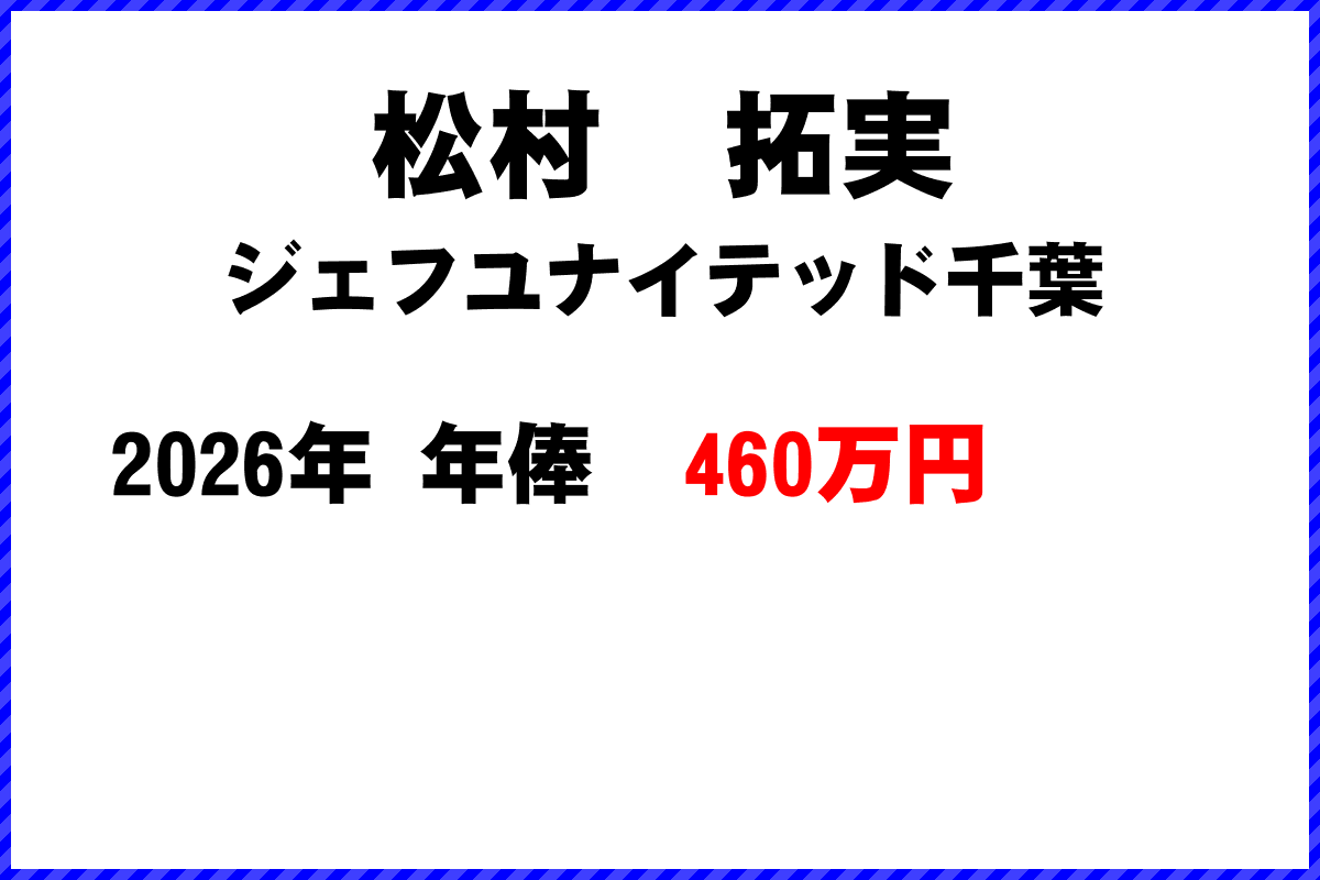 松村拓実選手の年俸