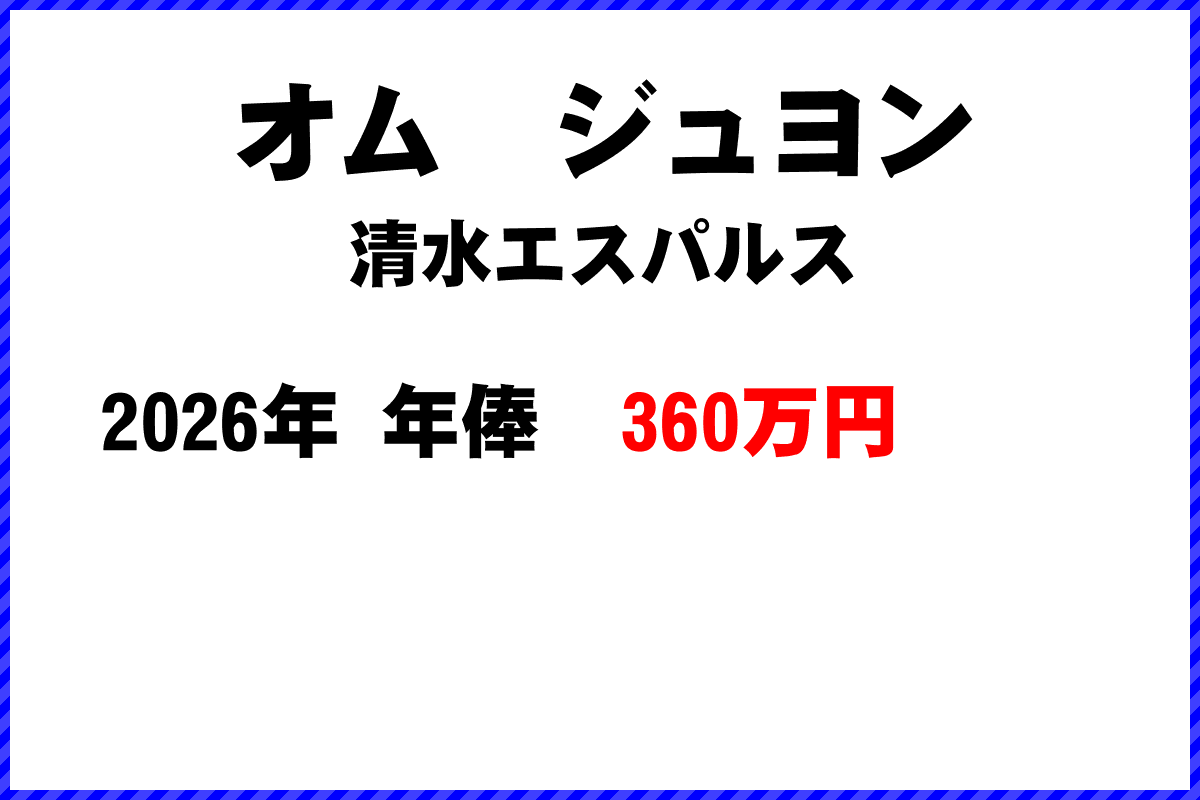 オムジュヨン選手の年俸